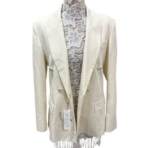 Zara Cream Double-Breasted Blazer